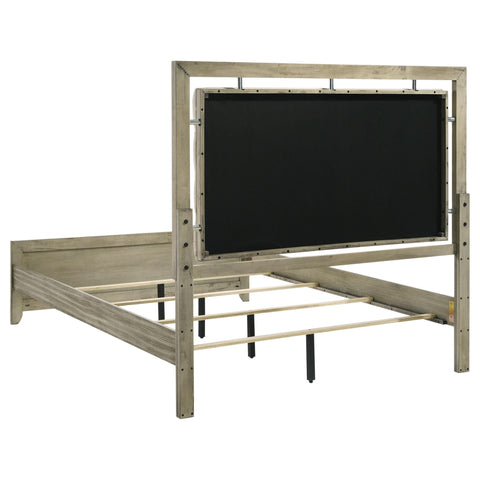 Denison Wood California King Panel Bed Rustic Beige