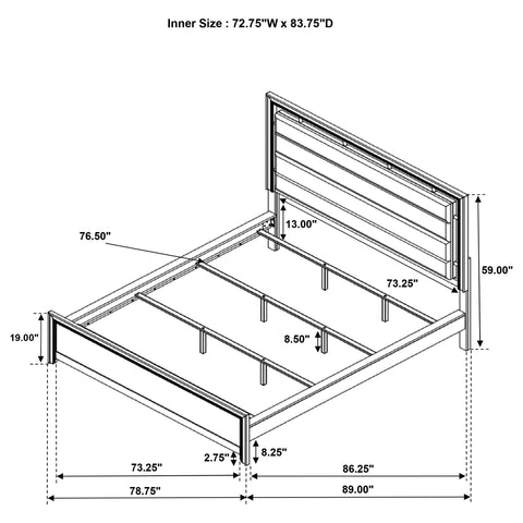 Denison Wood California King Panel Bed Rustic Beige