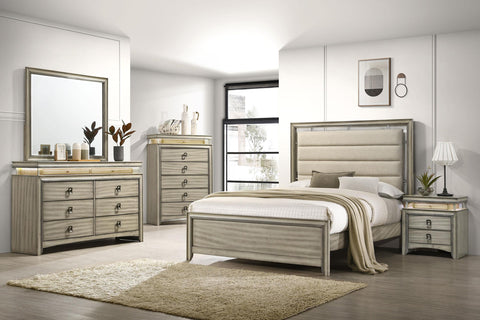 Denison Wood California King Panel Bed Rustic Beige