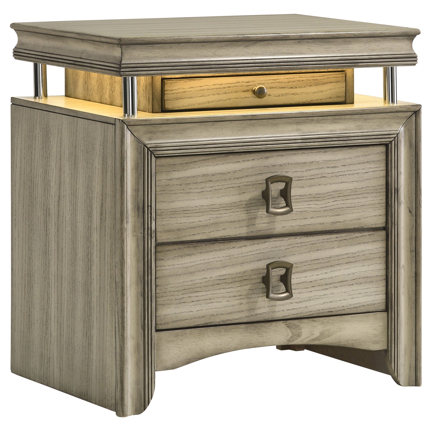 antonella 3-drawer nightstand rustic beige