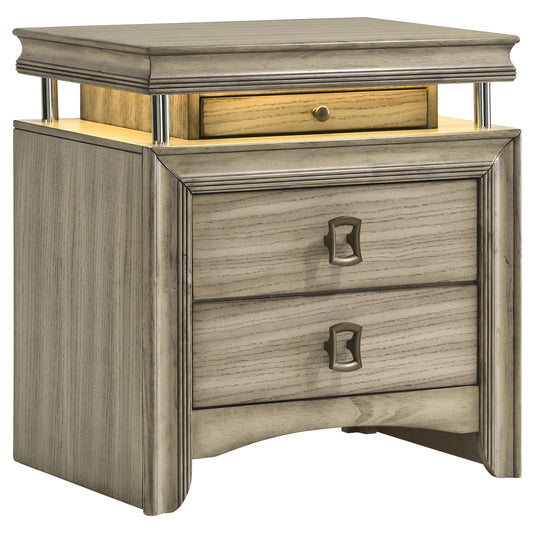 Antonella 3-drawer Nightstand Rustic Beige