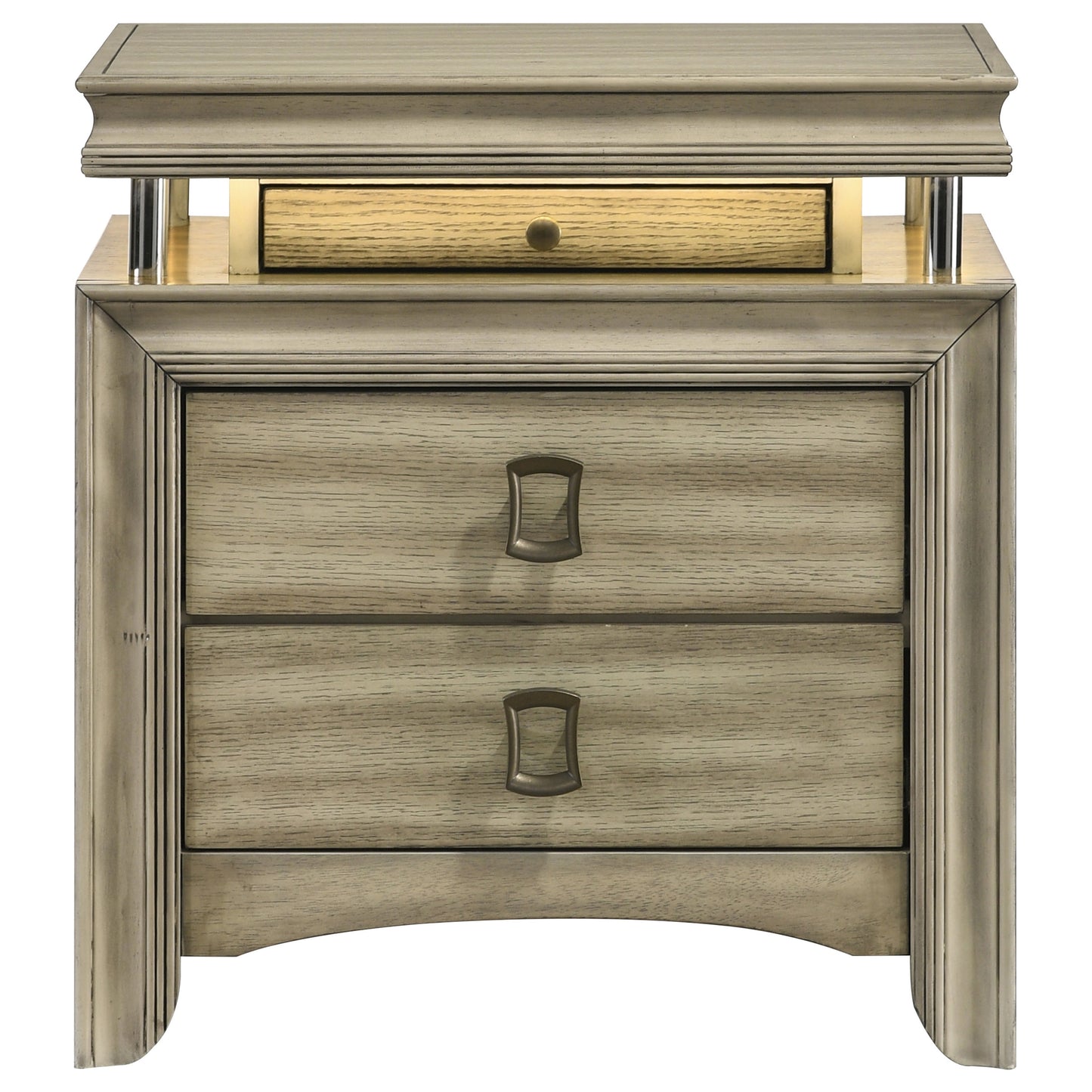 antonella 3-drawer nightstand rustic beige