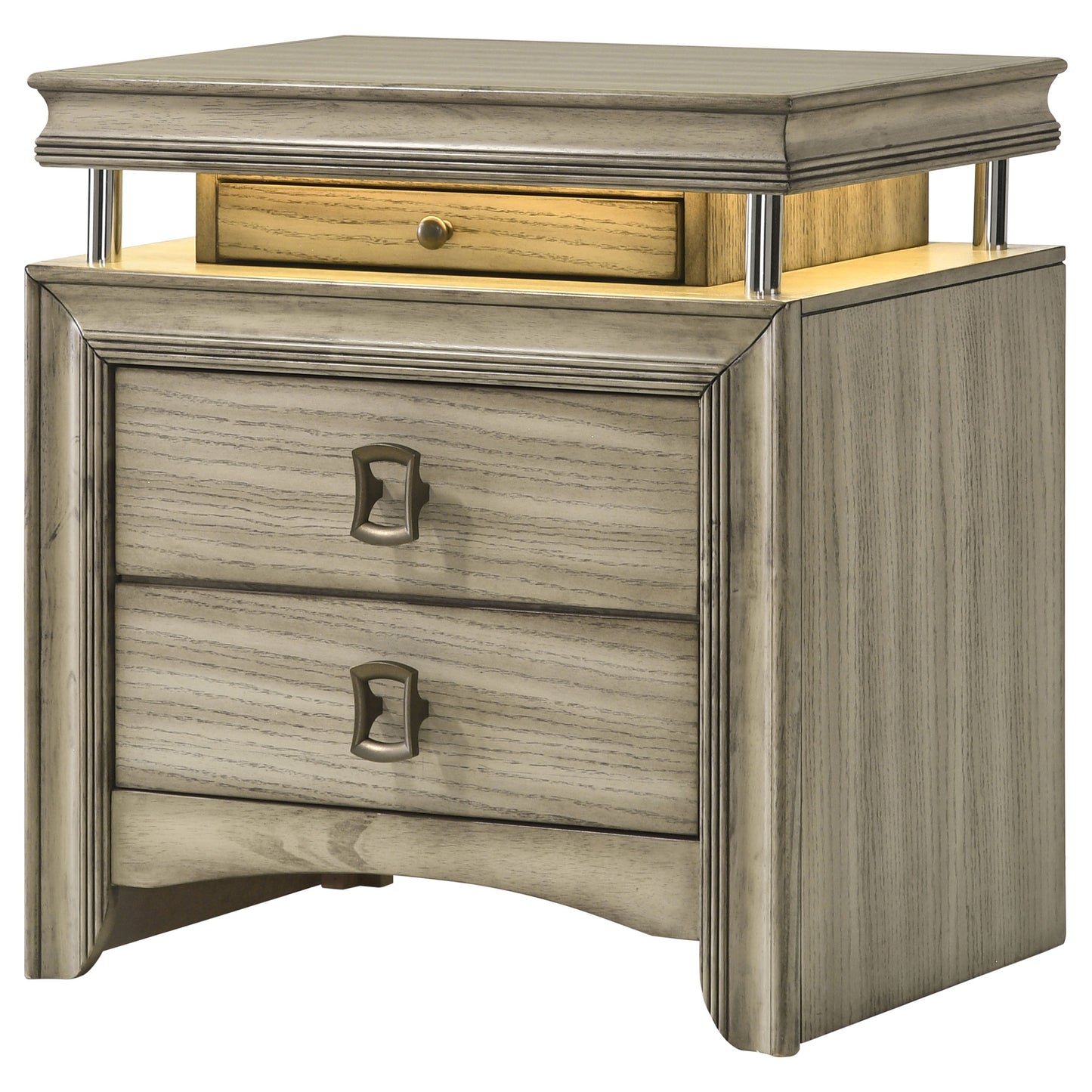 antonella 3-drawer nightstand rustic beige