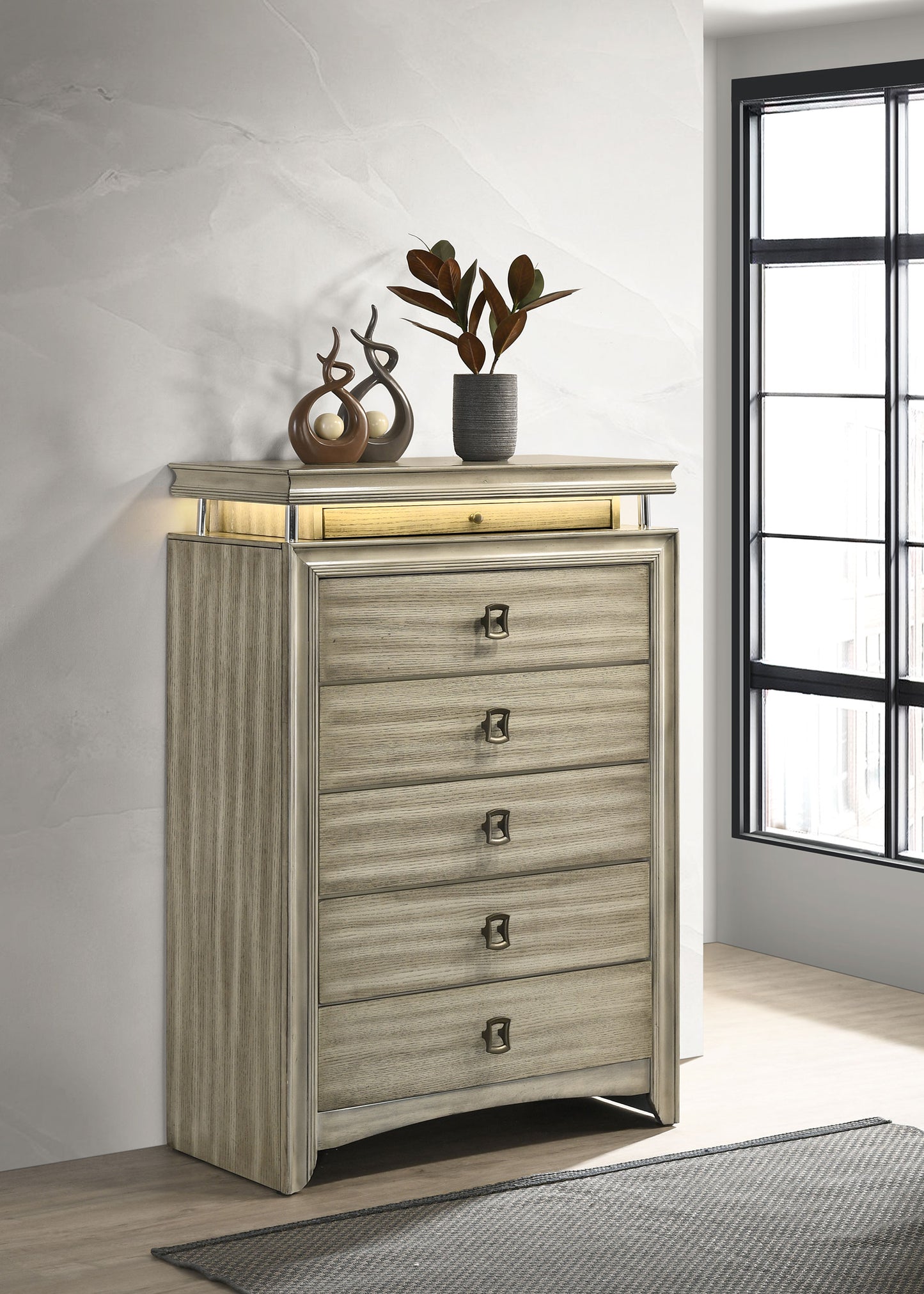 antonella 6-drawer bedroom chest rustic beige