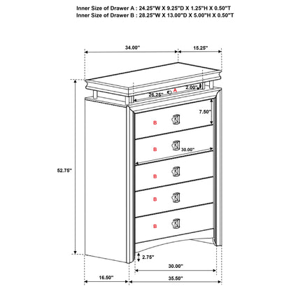 Antonella 6-drawer Bedroom Chest Rustic Beige