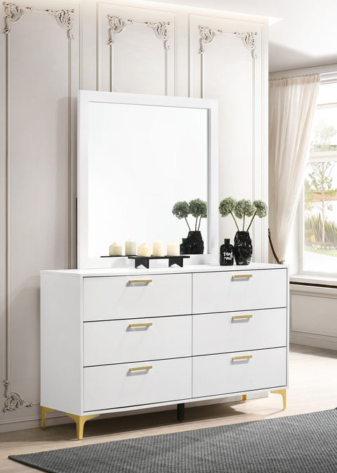 Alice 6-drawer Dresser with Mirror WhiteWhite
