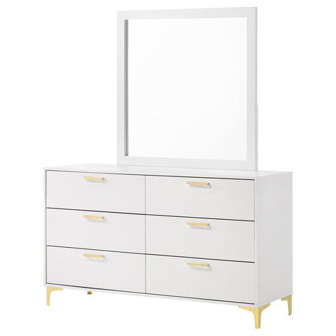 Alice 6-drawer Dresser with Mirror WhiteWhite