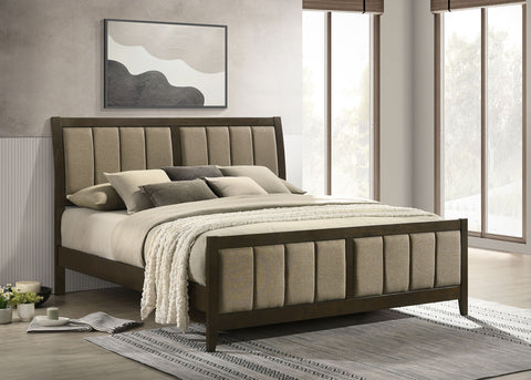 Elijah 51-inch Upholstered California King Bed Dark CocoaDark Cocoa