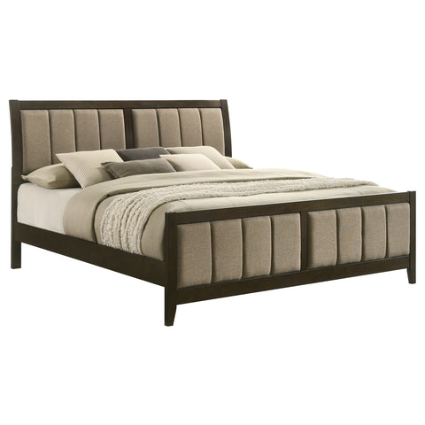 Elijah 51-inch Upholstered California King Bed Dark CocoaDark Cocoa
