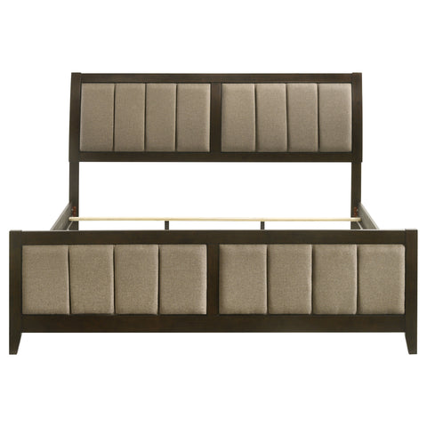 Elijah 51-inch Upholstered California King Bed Dark CocoaDark Cocoa