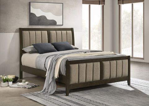 Elijah 51-inch Upholstered Queen Bed Dark CocoaDark Cocoa