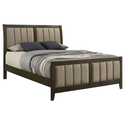 Elijah 51-inch Upholstered Queen Bed Dark CocoaDark Cocoa