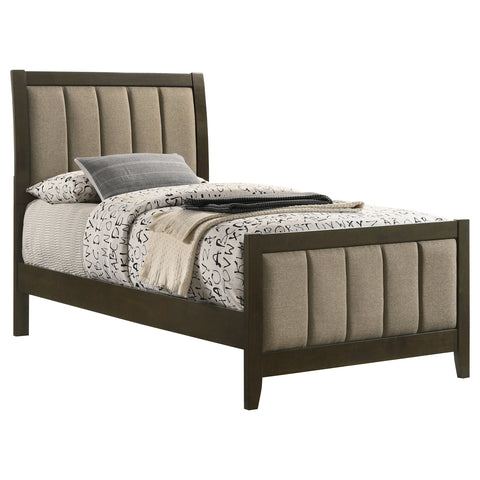 Elijah 51-inch Upholstered Twin Bed Dark CocoaDark Cocoa