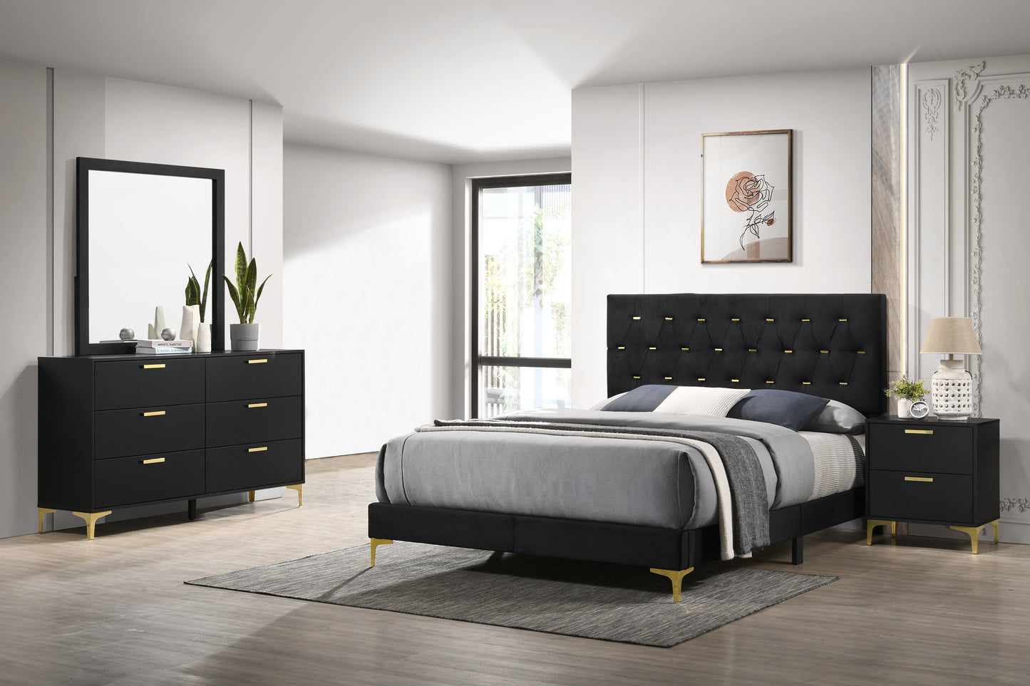 alice 4-piece eastern king bedroom set blackblack