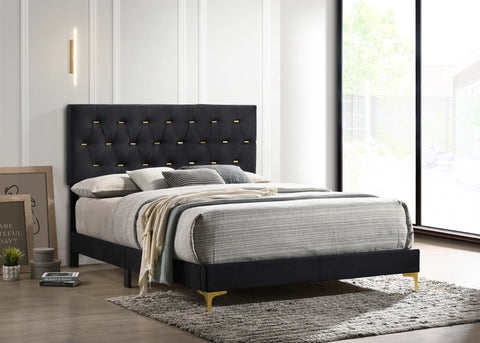 Alice Upholstered Eastern King Panel Bed BlackBlack