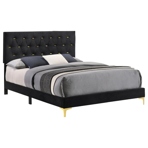 Alice Upholstered Queen Panel Bed BlackBlack