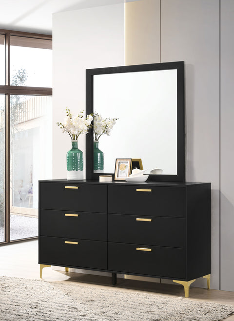 Alice 6-drawer Dresser with Mirror BlackBlack