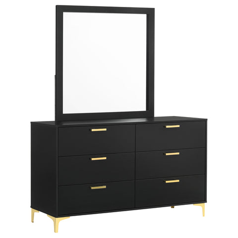 Alice 6-drawer Dresser with Mirror BlackBlack