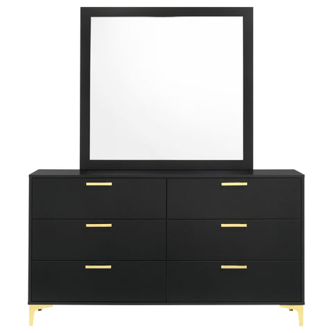 Alice 6-drawer Dresser with Mirror BlackBlack