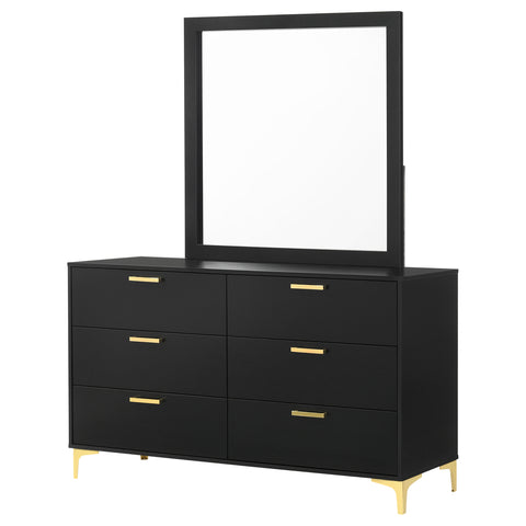 Alice 6-drawer Dresser with Mirror BlackBlack