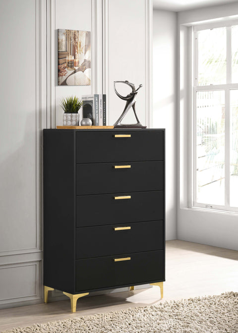 Alice 5-drawer Bedroom Chest BlackBlack