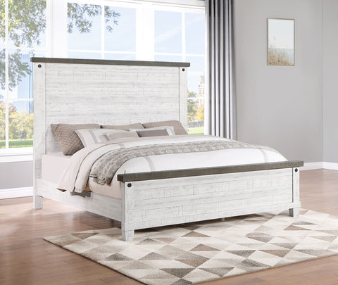 Bledel Wood Queen Panel Bed Distressed WhiteDistressed White