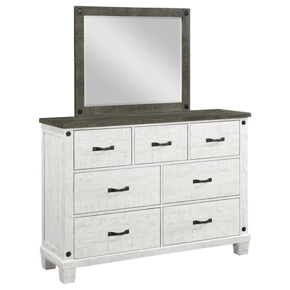 Bledel 7-drawer Dresser with Mirror Distressed WhiteDistressed White