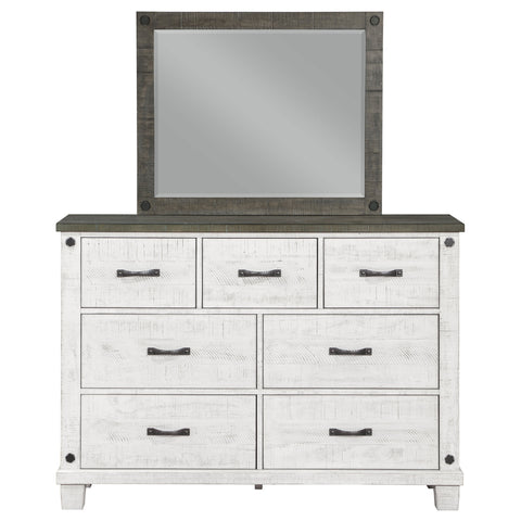 Bledel 7-drawer Dresser with Mirror Distressed WhiteDistressed White
