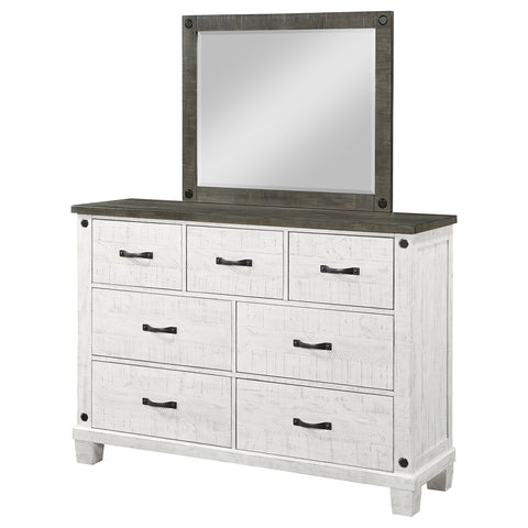 Bledel 7-drawer Dresser with Mirror Distressed WhiteDistressed White
