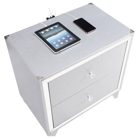 Trotter 2-drawer Nightstand Silver