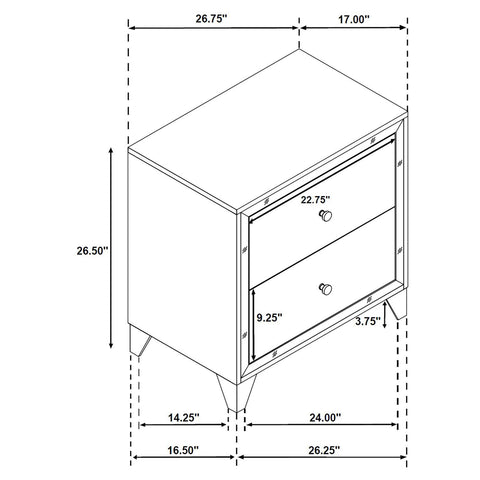 Trotter 2-drawer Nightstand Silver