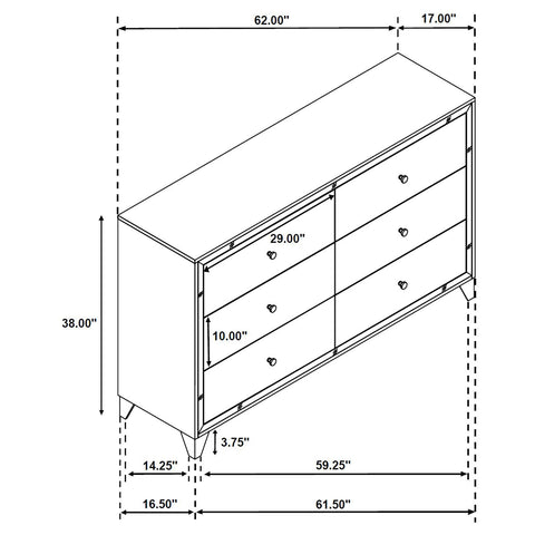 Trotter 6-drawer Dresser Silver