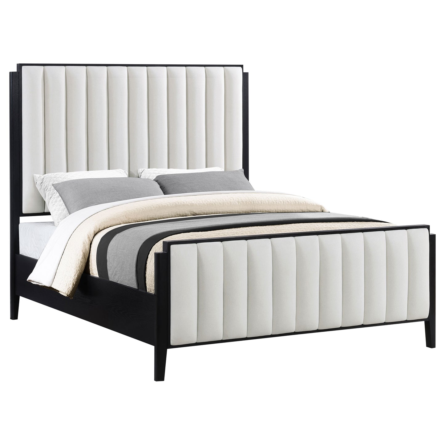 thatcher 60-inch upholstered eastern king bed black