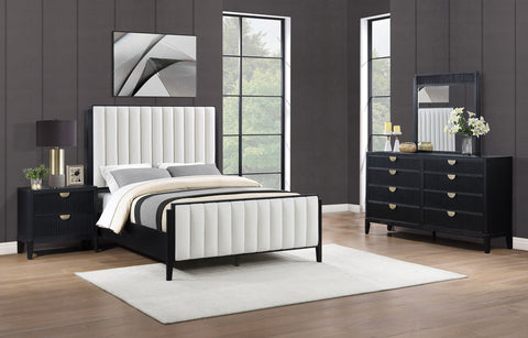 Harvey 4-piece Upholstered Cal King Bedroom Set BlackBlack