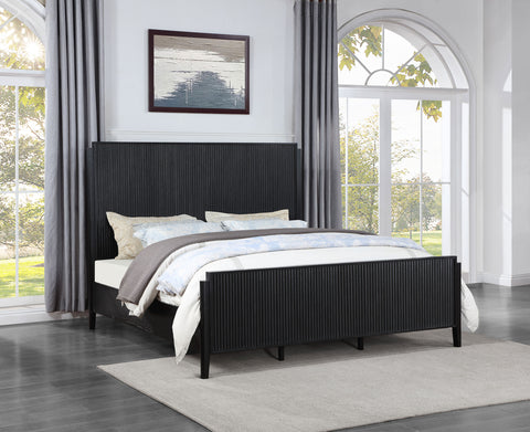 Harvey Wood California King Panel Bed BlackBlack