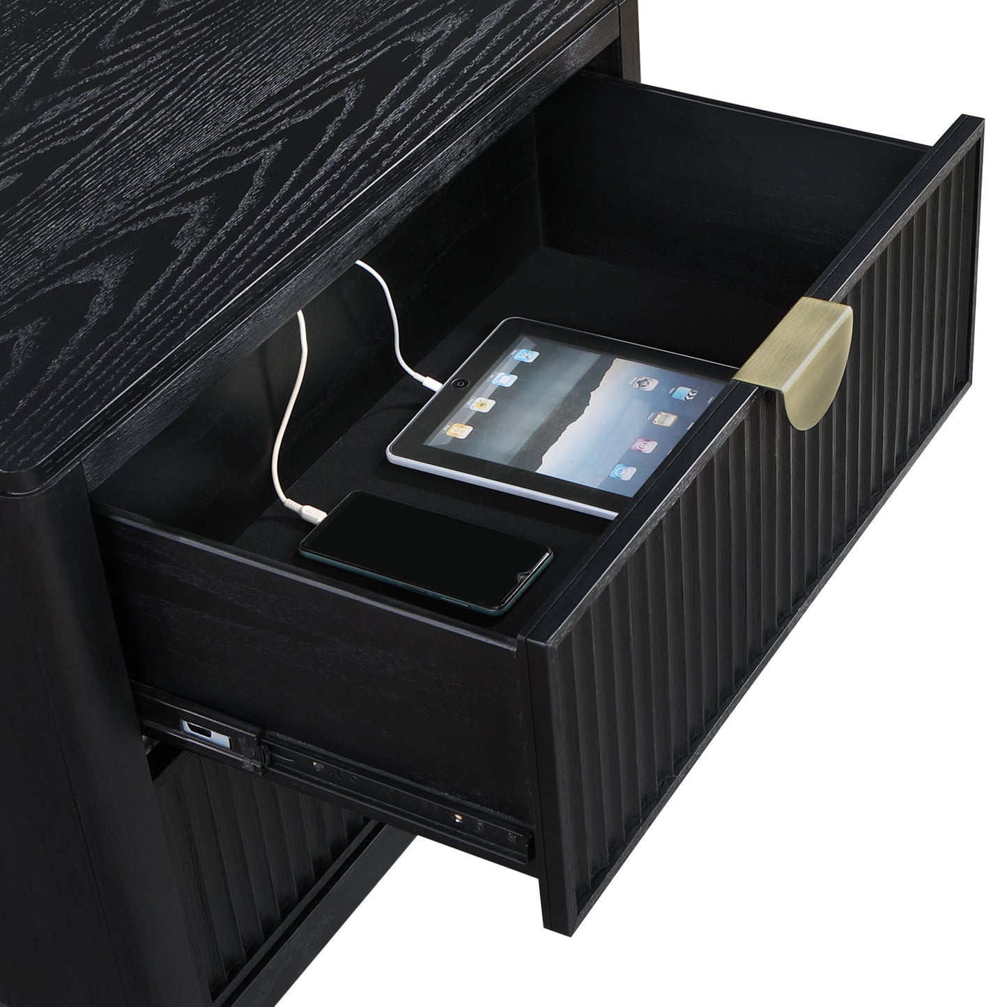 thatcher 2-drawer nightstand black