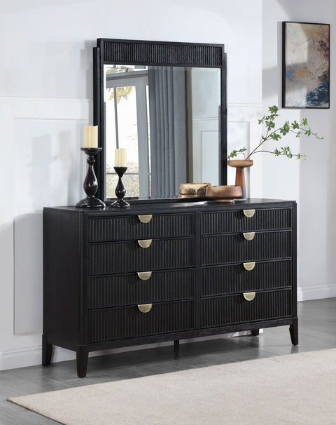 Harvey 8-drawer Dresser with Mirror BlackBlack