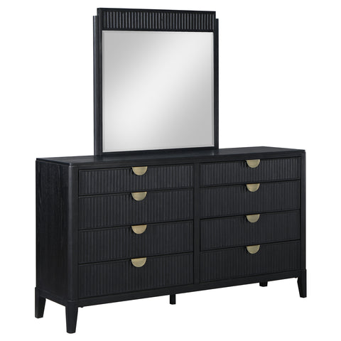 Harvey 8-drawer Dresser with Mirror BlackBlack