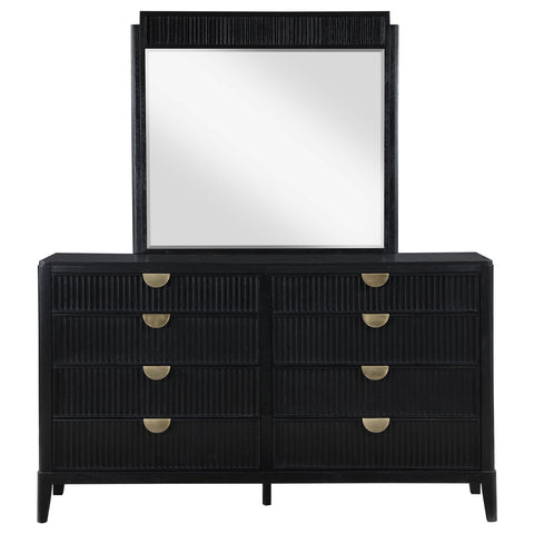 Harvey 8-drawer Dresser with Mirror BlackBlack