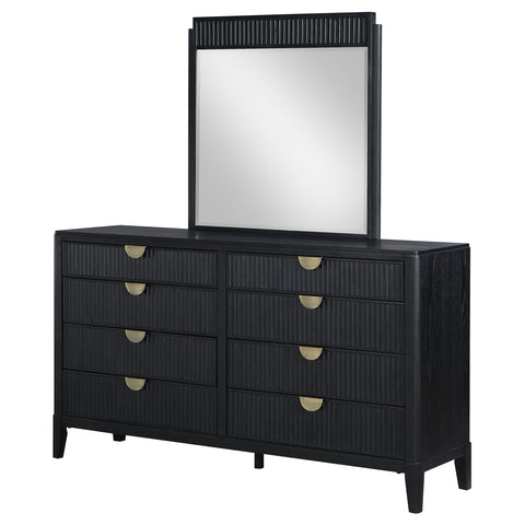 Harvey 8-drawer Dresser with Mirror BlackBlack