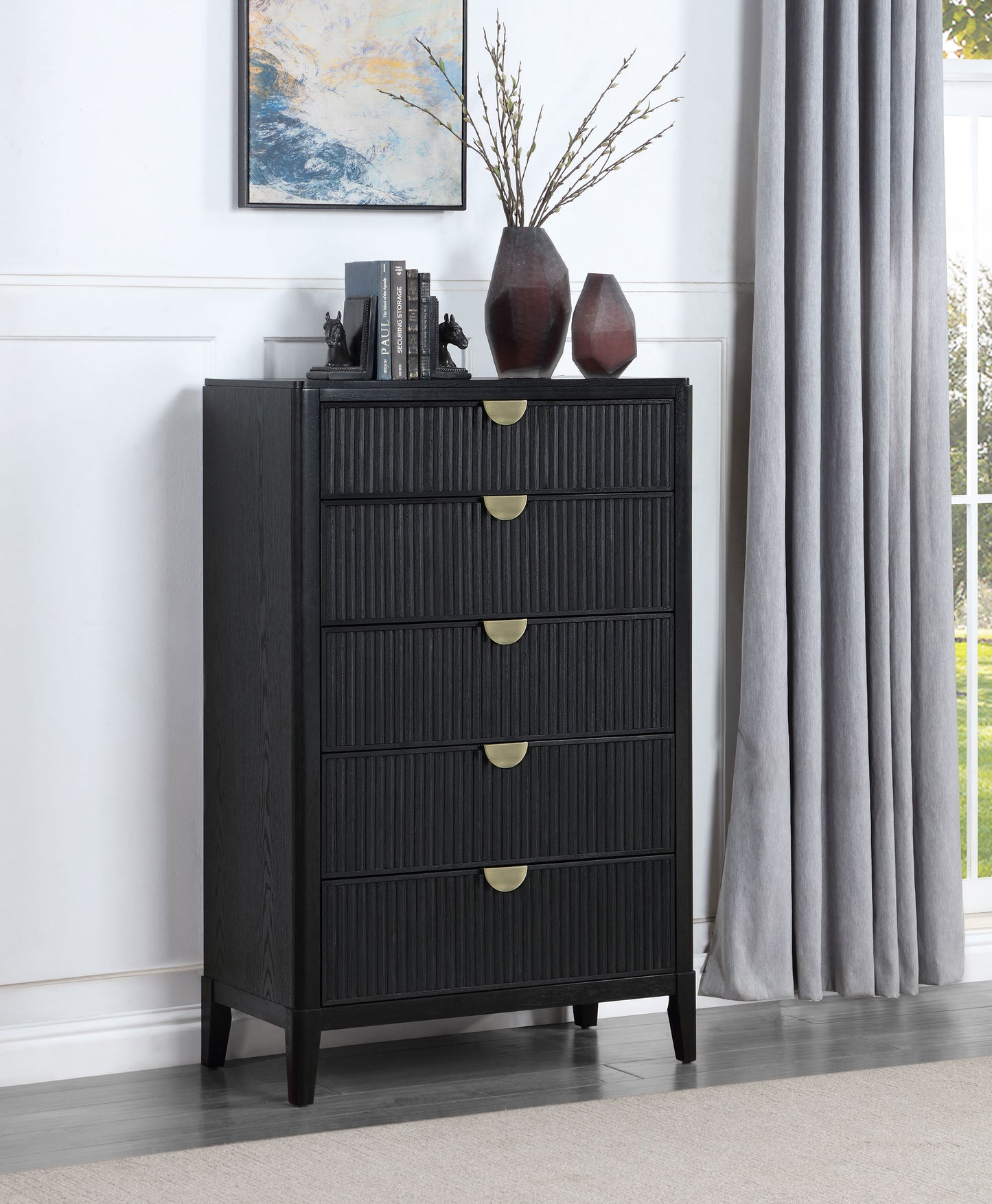 thatcher 5-drawer bedroom chest black