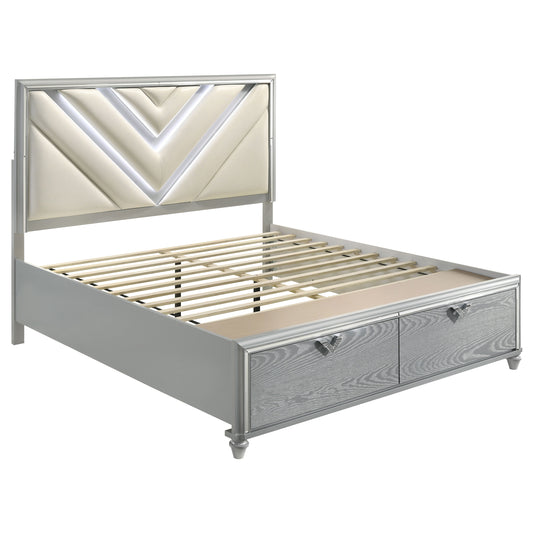 Eleanor Wood Eastern King LED Storage Bed Light Silver