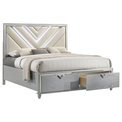 Eleanor Wood Eastern King LED Storage Bed Light Silver