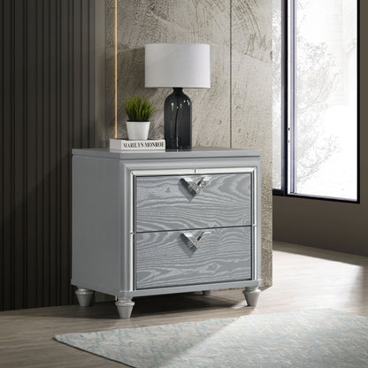 Eleanor 2-drawer Nightstand Light Silver