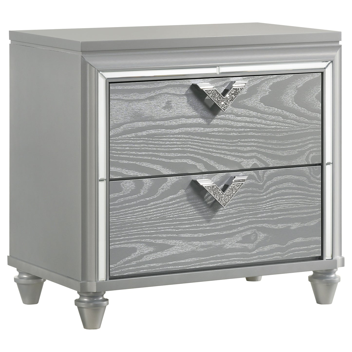 eleanor 2-drawer nightstand light silver