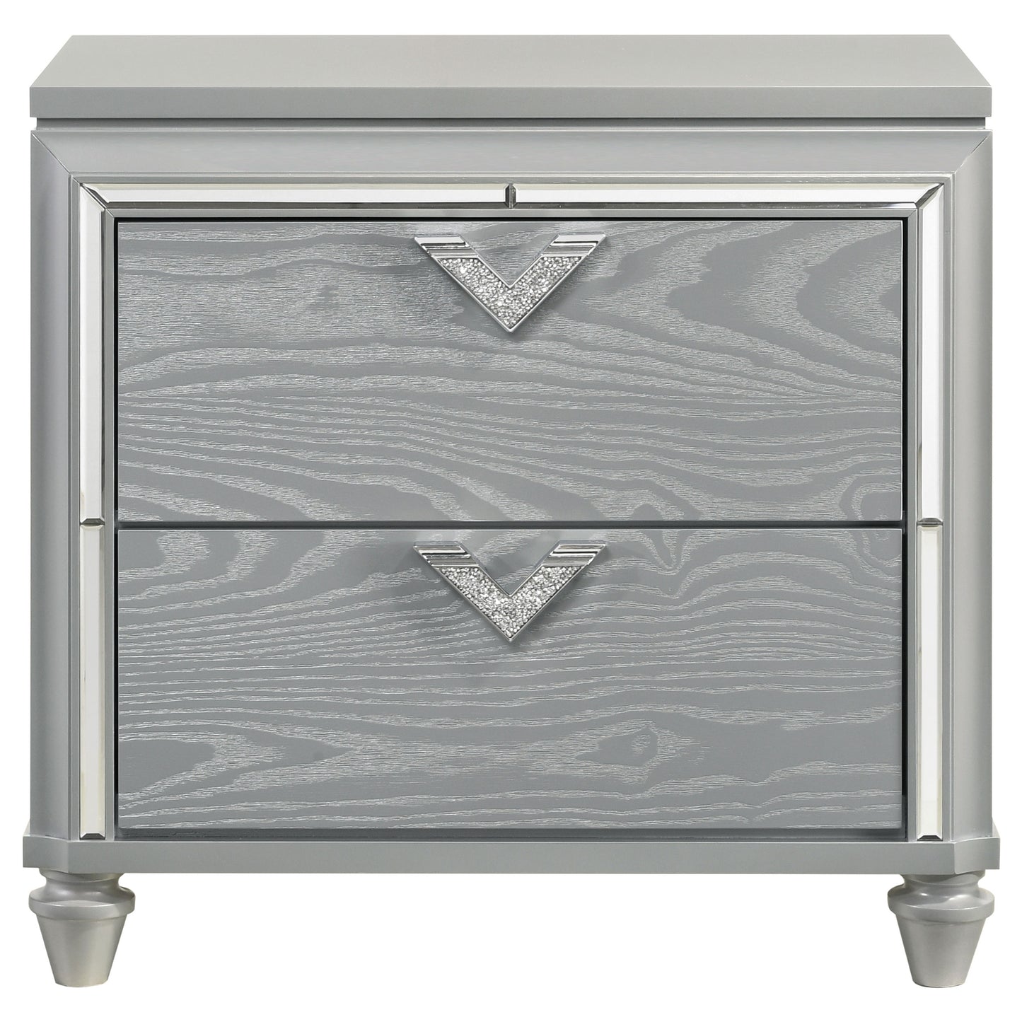 eleanor 2-drawer nightstand light silver