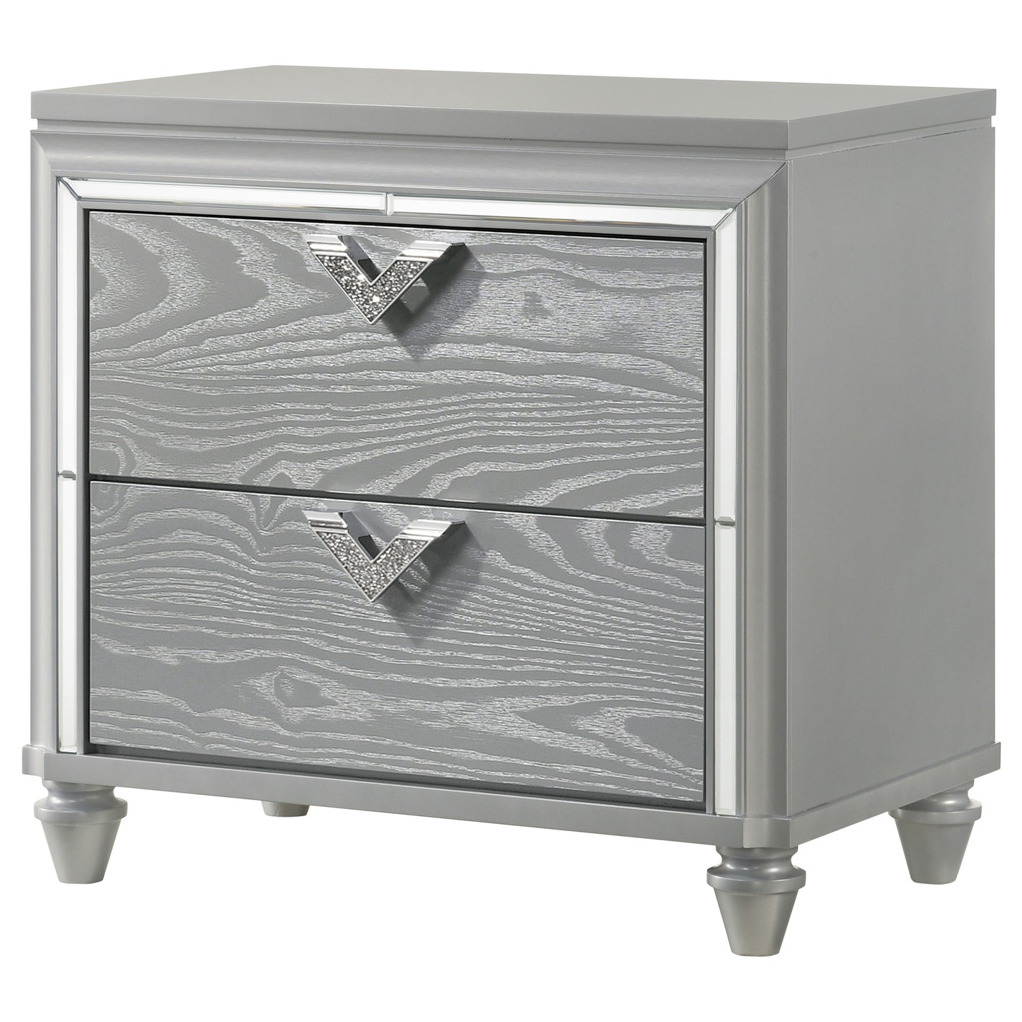 eleanor 2-drawer nightstand light silver