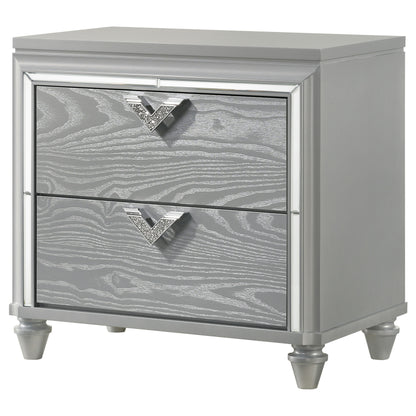 Eleanor 2-drawer Nightstand Light Silver