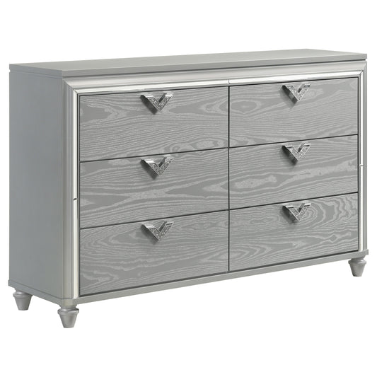 Eleanor 6-drawer Dresser Light Silver