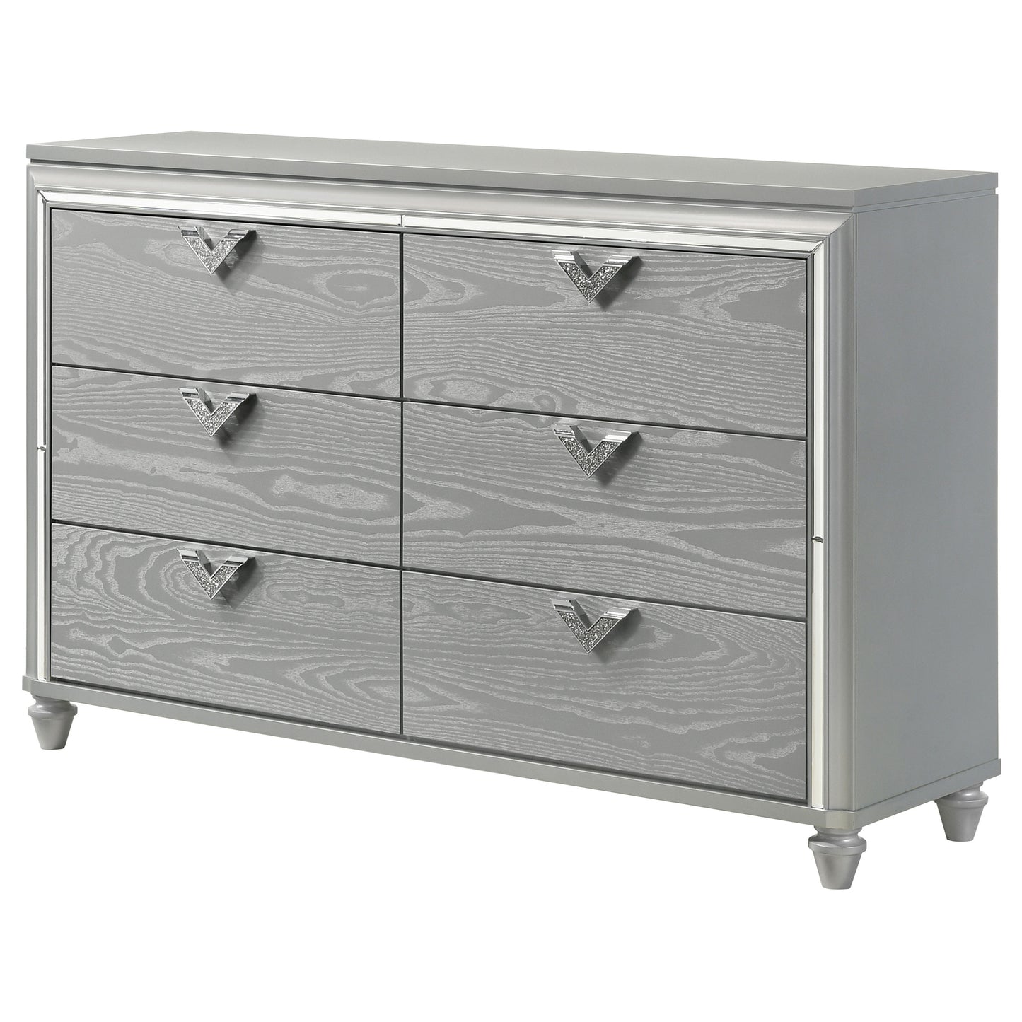 eleanor 6-drawer dresser light silver